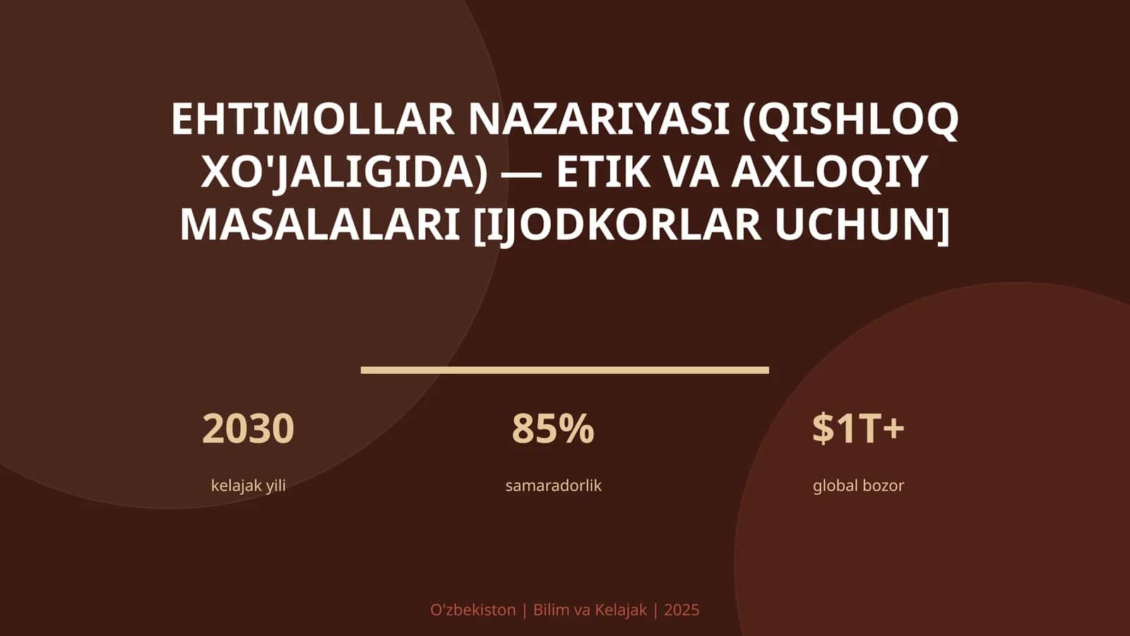 Ehtimollar nazariyasi (qishloq xo'jaligida) — etik va axloqiy masalalari [ijodkorlar uchun] 1