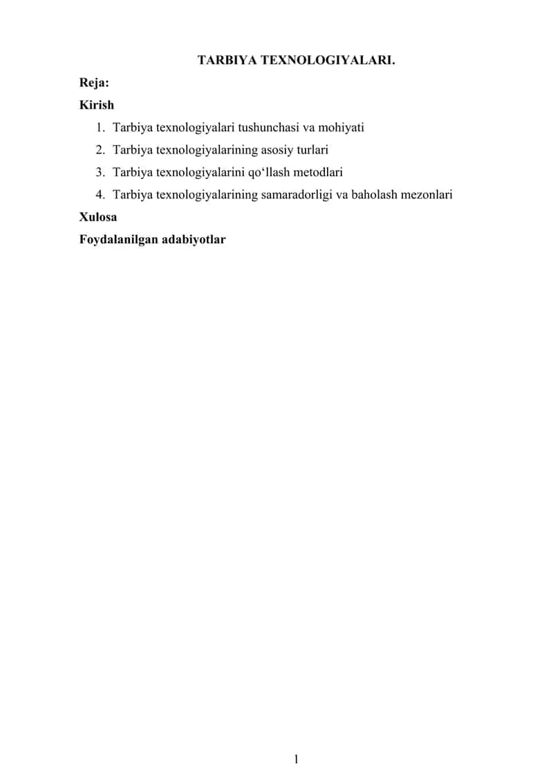 TARBIYA TEXNOLOGIYALARI 1