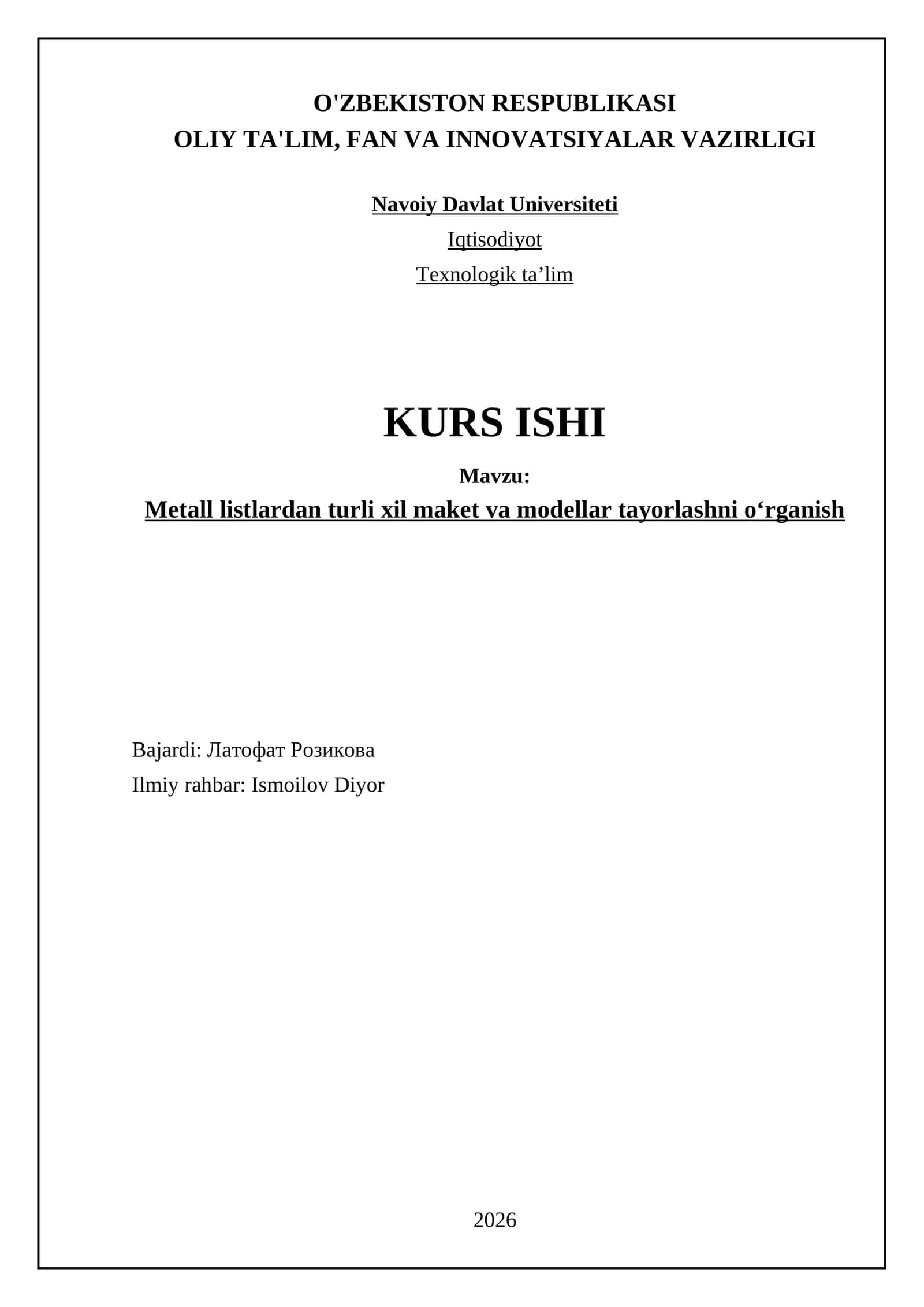 Metall listlardan turli xil maket va modellar tayorlashni o‘rganish 1