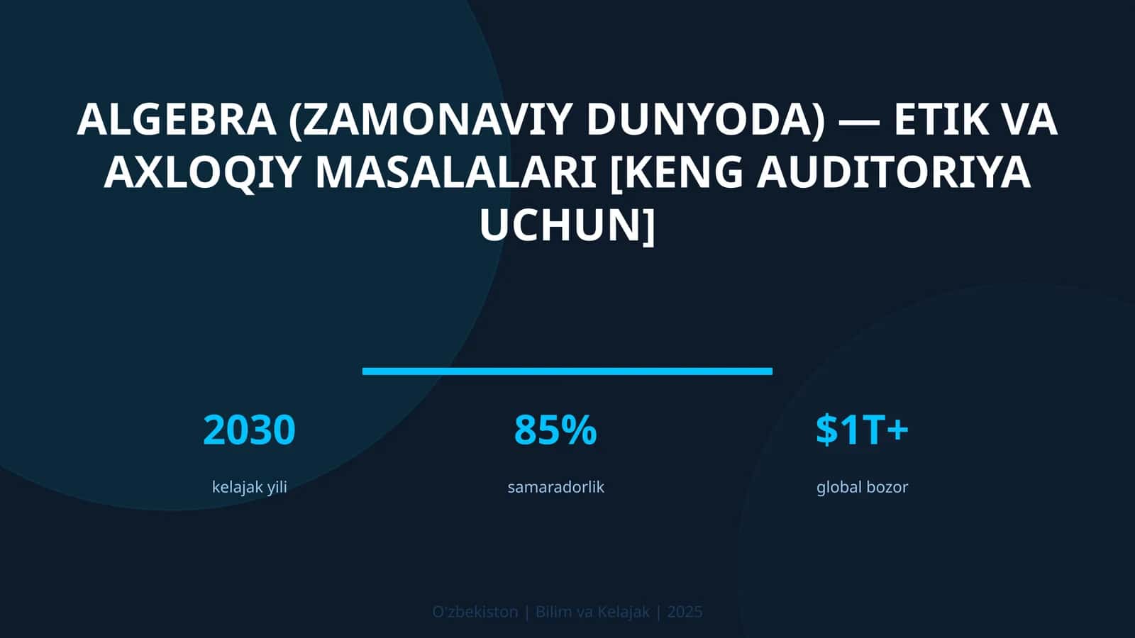 Algebra (zamonaviy dunyoda) — etik va axloqiy masalalari [keng auditoriya uchun] 1