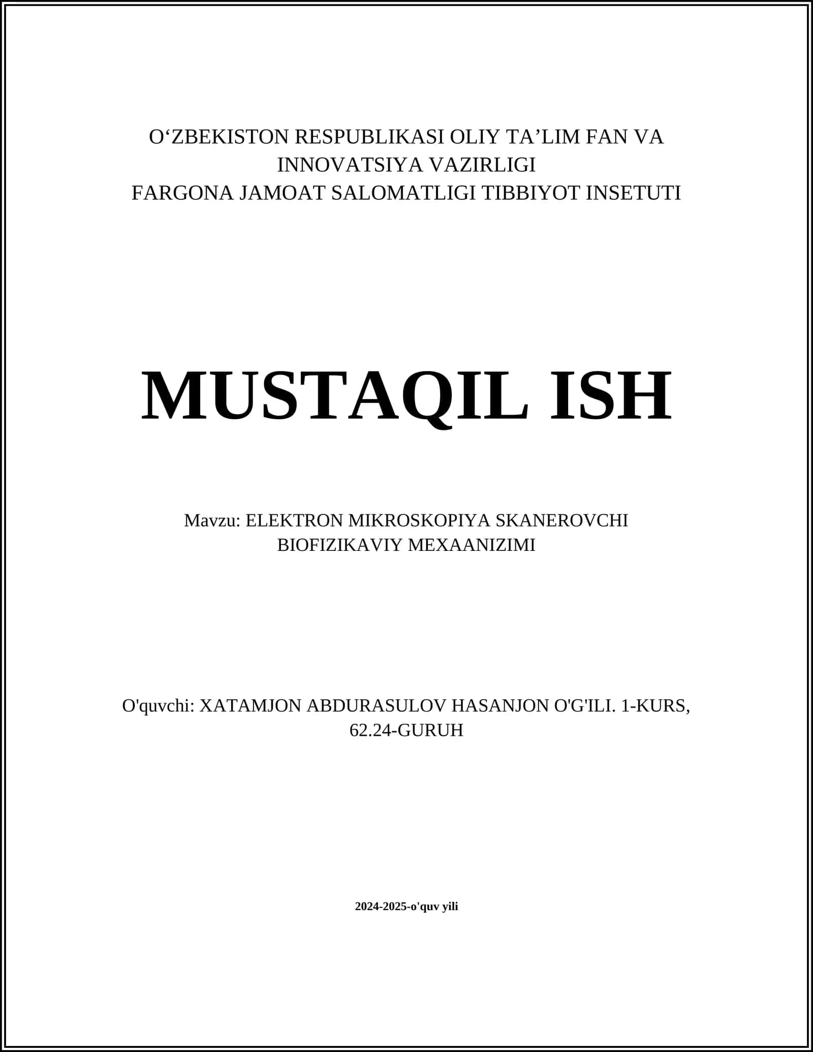 ELEKTRON MIKROSKOPIYA SKANEROVCHI BIOFIZIKAVIY MEXAANIZIMI 1