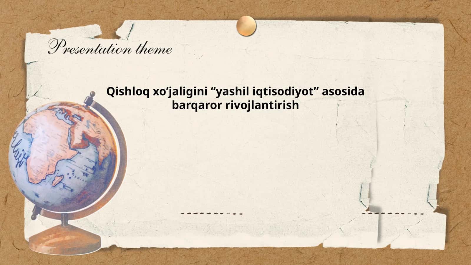 Qishloq xo’jaligini “yashil iqtisodiyot” asosida barqaror rivojlantirish 1