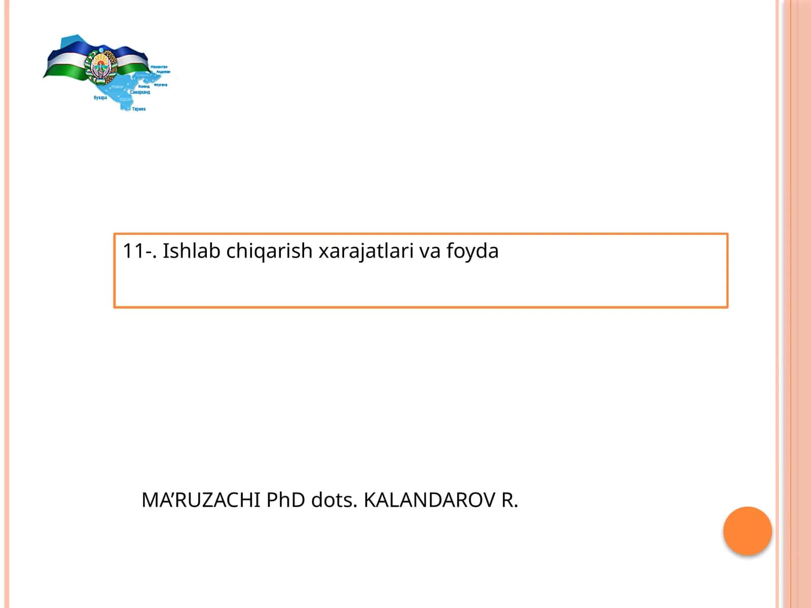 Ishlab chiqarish xarajatlari va foyda 1