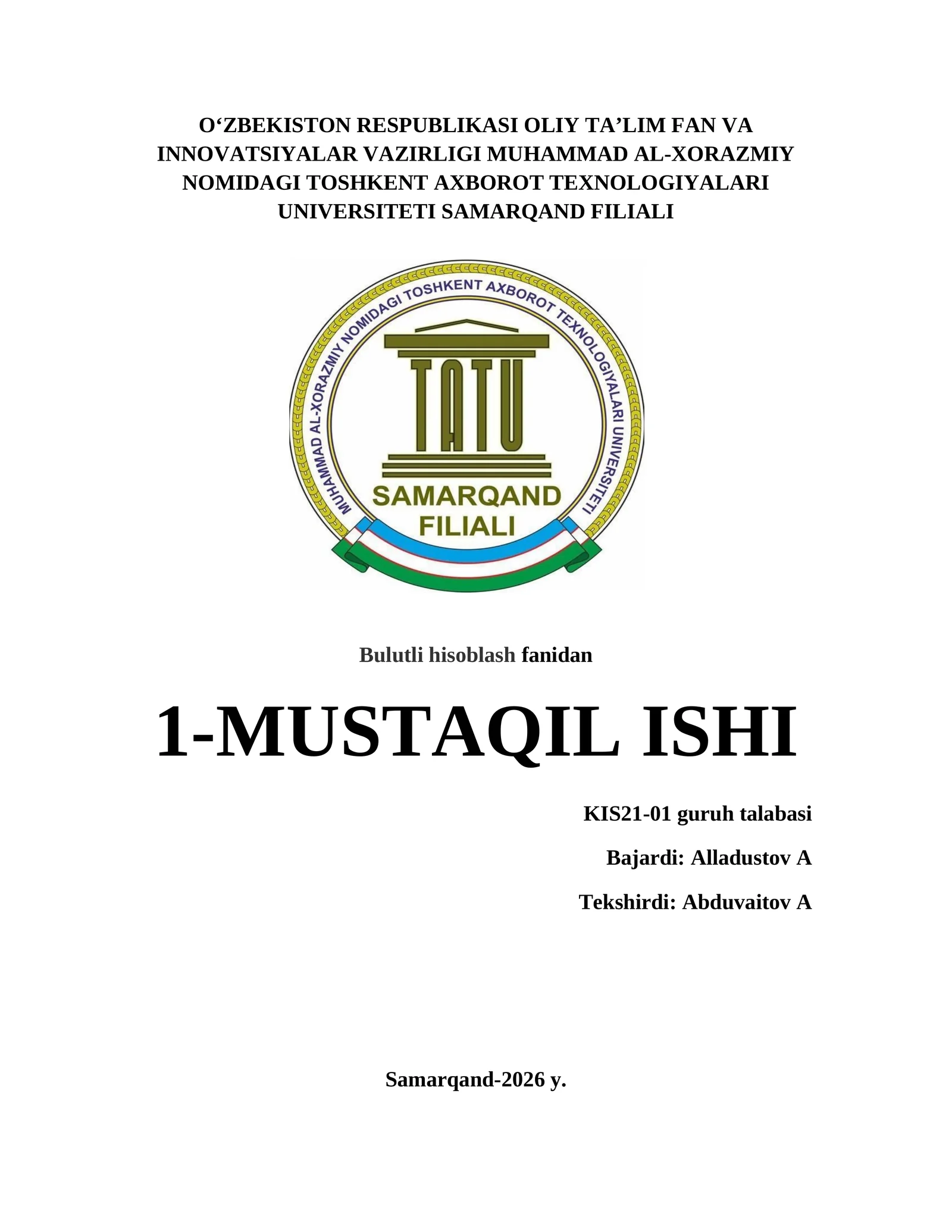 Bulutli hisoblash fanidan 1