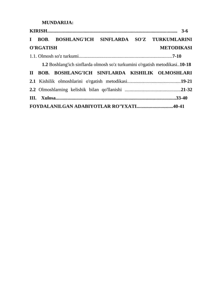 Boshlang'ich sinflarda so'z turkumlarini o'rgatish metodikasi 1