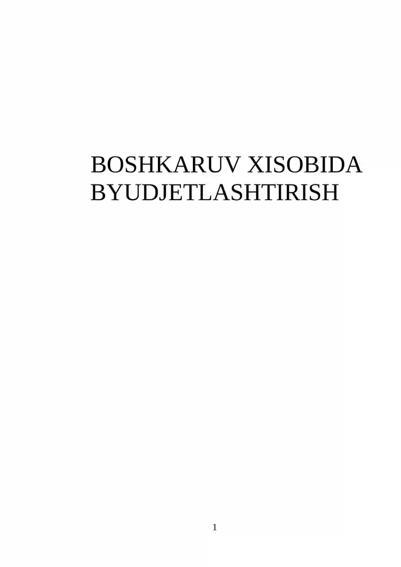 Boshqaruv hisobida byudjetlashtirish