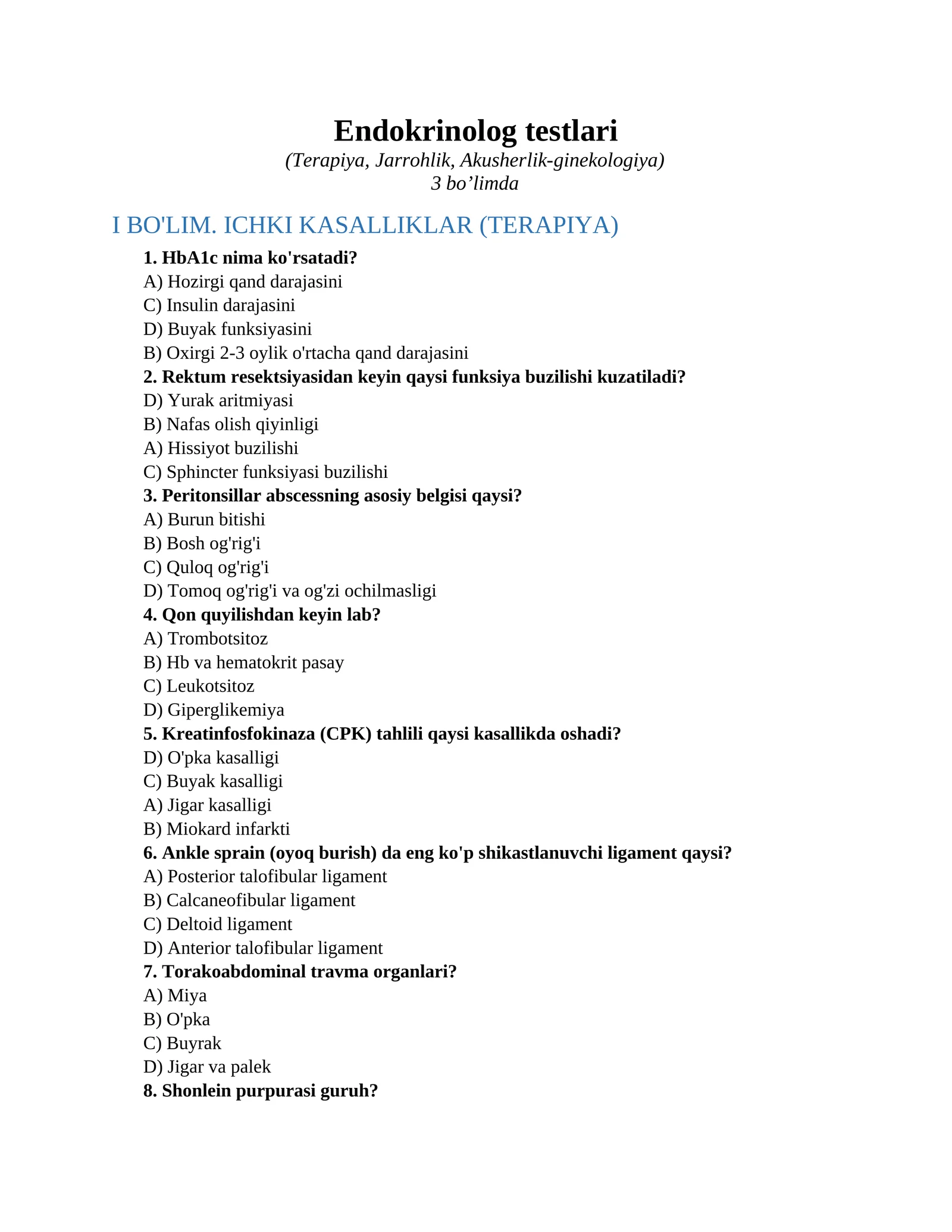 Endokrinolog testlari 1