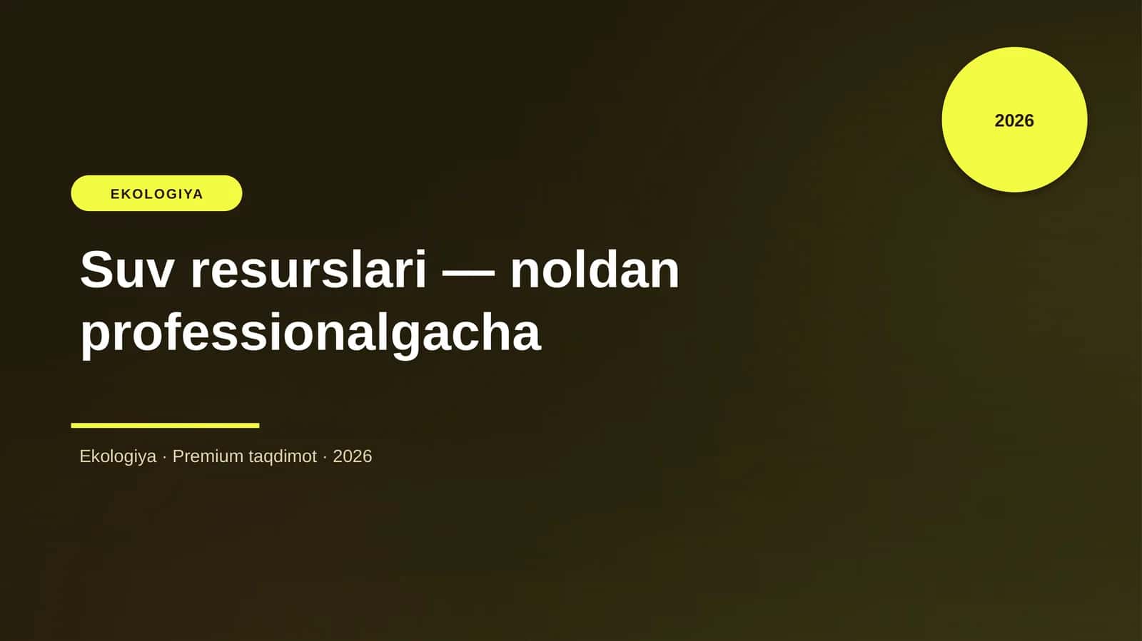 Suv resurslari — noldan professionalgacha 1