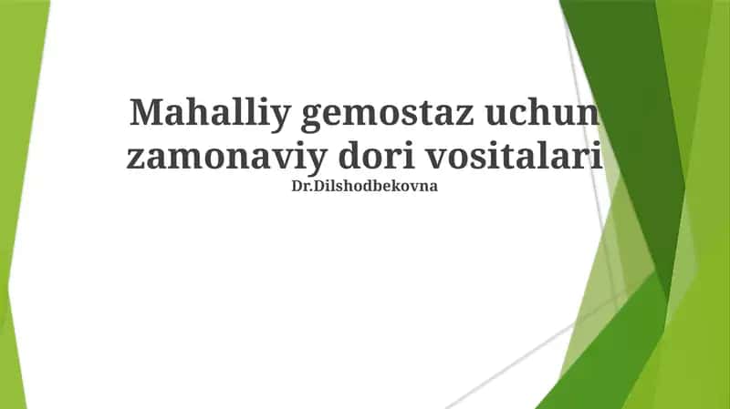 Mahalliy gemostaz uchun zamonaviy dori vositalari 1