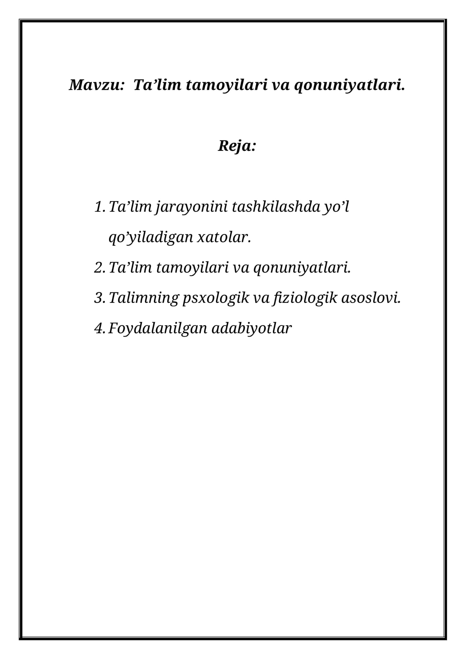 Ta’lim tamoyilari va qonuniyatlari 1