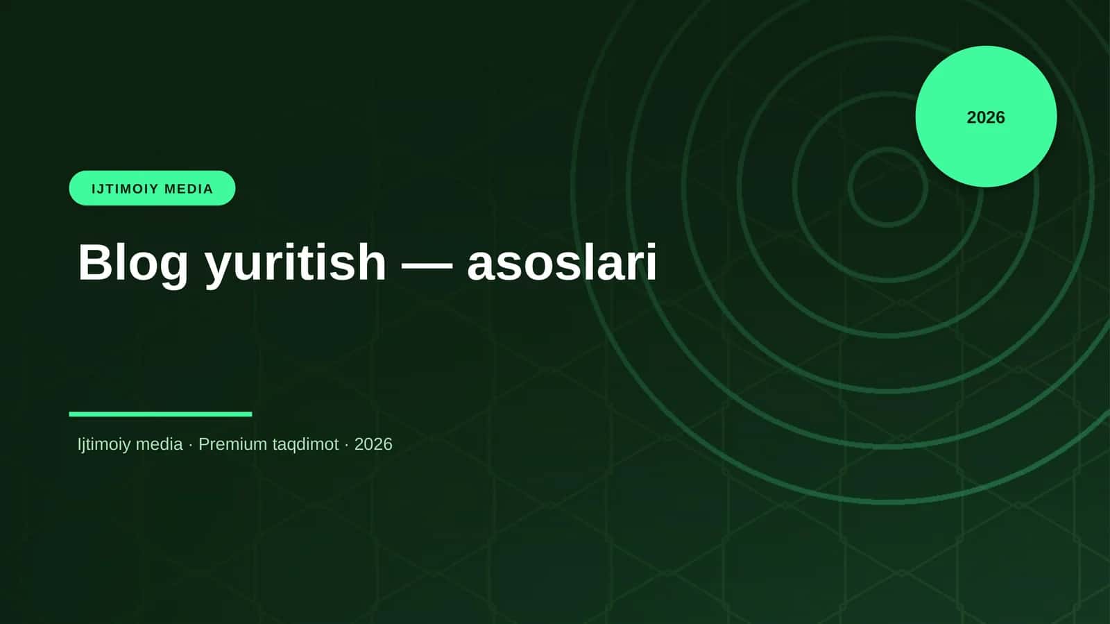 Blog yuritish — asoslari 1