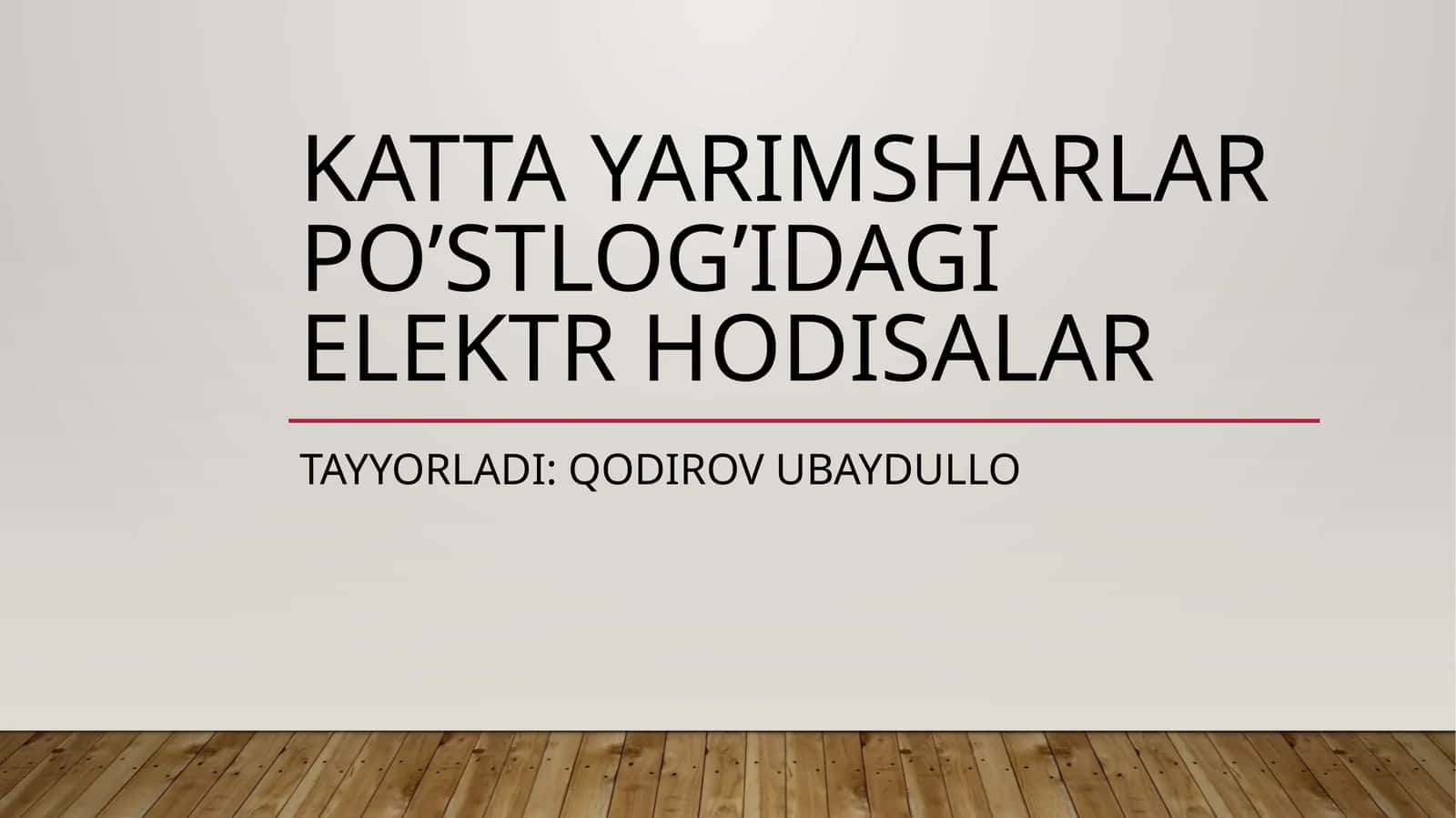 Katta yarimsharlar po'stlog'idagi elektr hodisalar 1