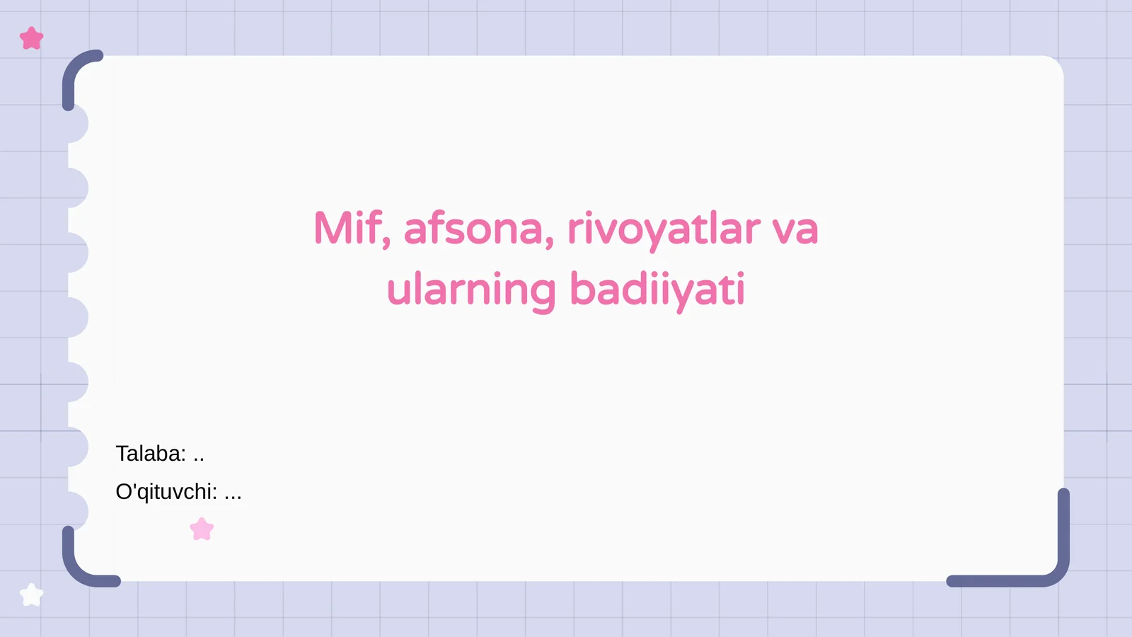 Mif, afsona, rivoyatlar va ularning badiiyati 1