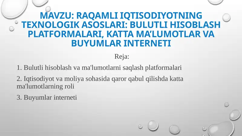 RAQAMLI IQTISODIYOTNING TEXNOLOGIK ASOSLARI 1