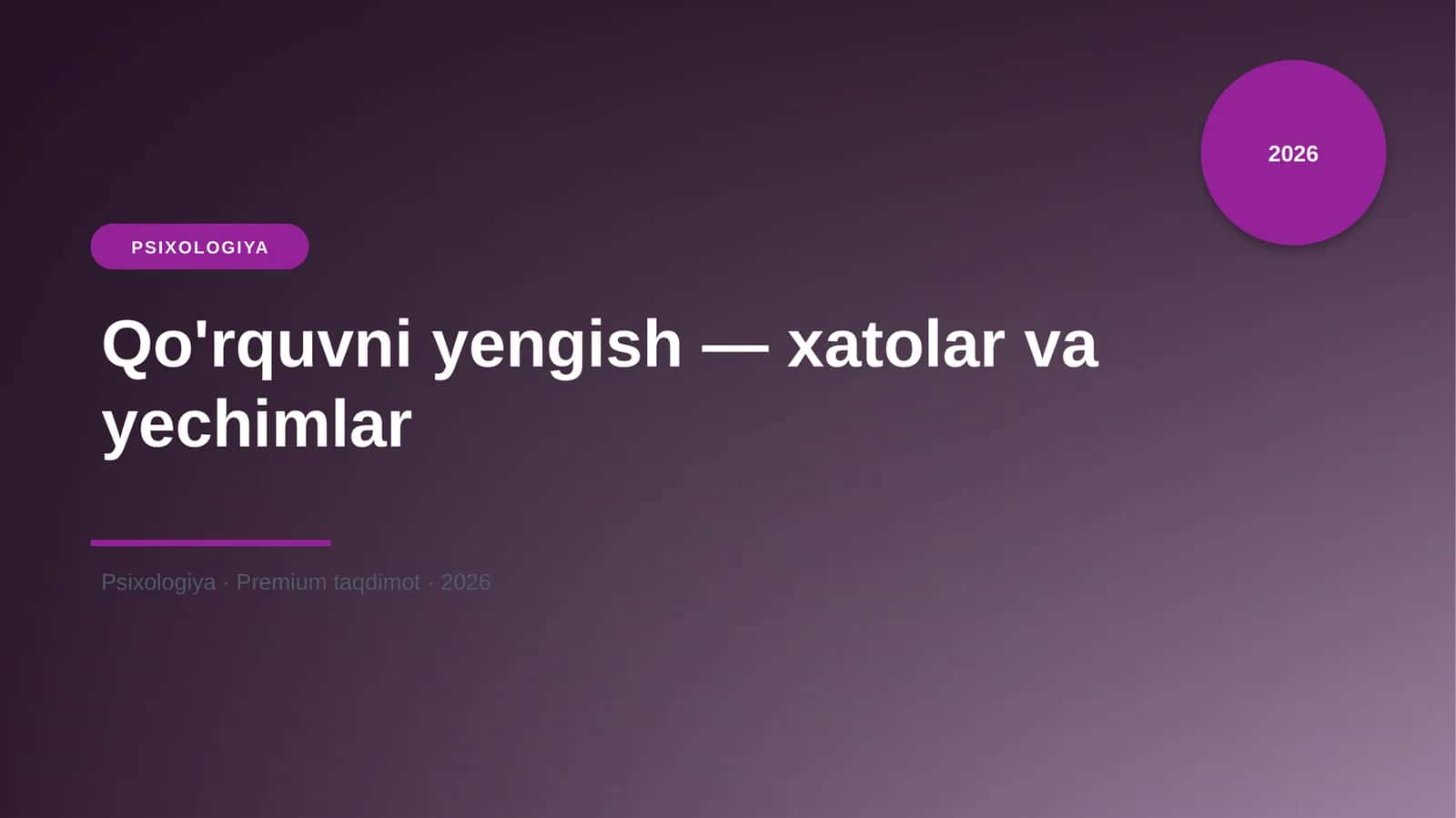 Qo'rquvni yengish — xatolar va yechimlar 1