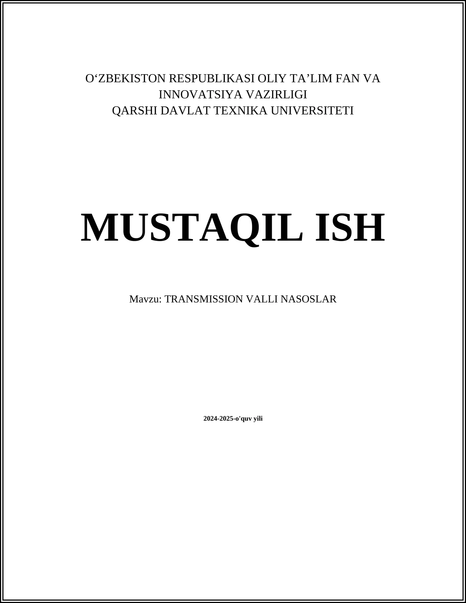 TRANSMISSION VALLI NASOSLAR 1
