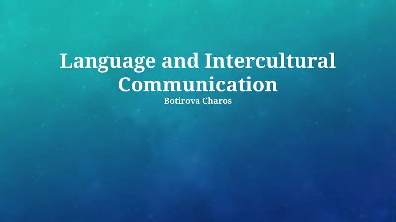 Language and Intercultural Communication 1