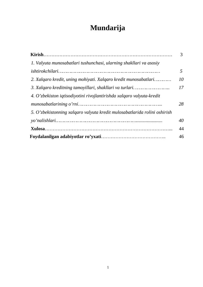 Xalqaro pul kredit munosabatlari va ulari tartibga solish 1