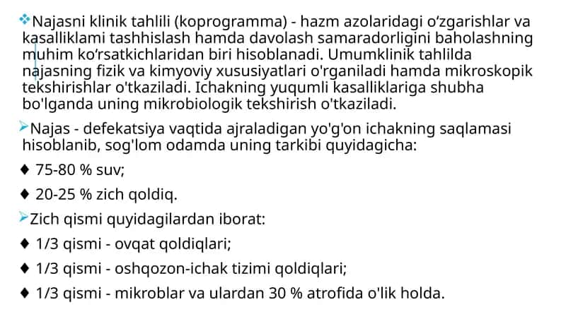 Najasniklik tahlili (koprogramma) 1