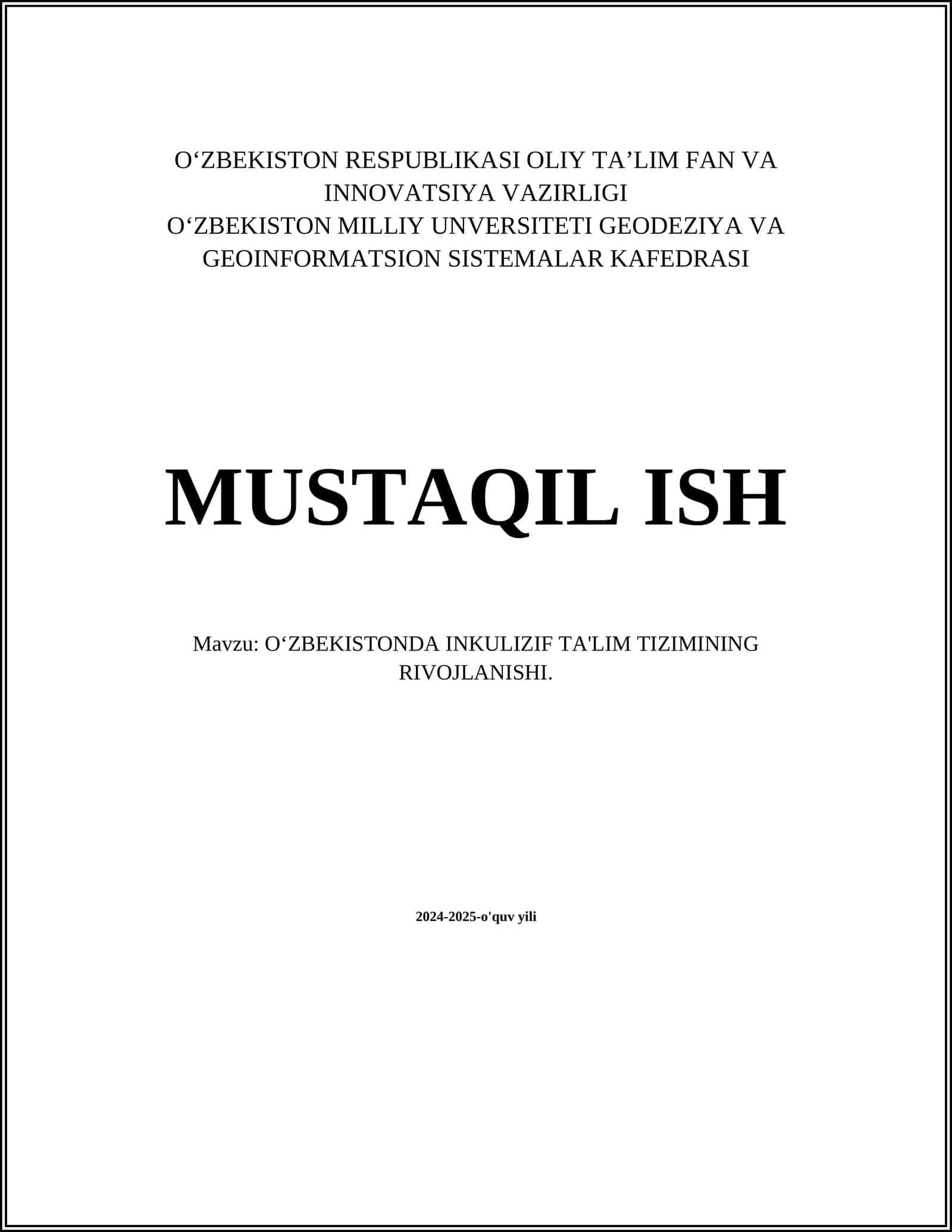 OʻZBEKISTONDA INKULIZIF TA'LIM TIZIMINING RIVOJLANISHI 1
