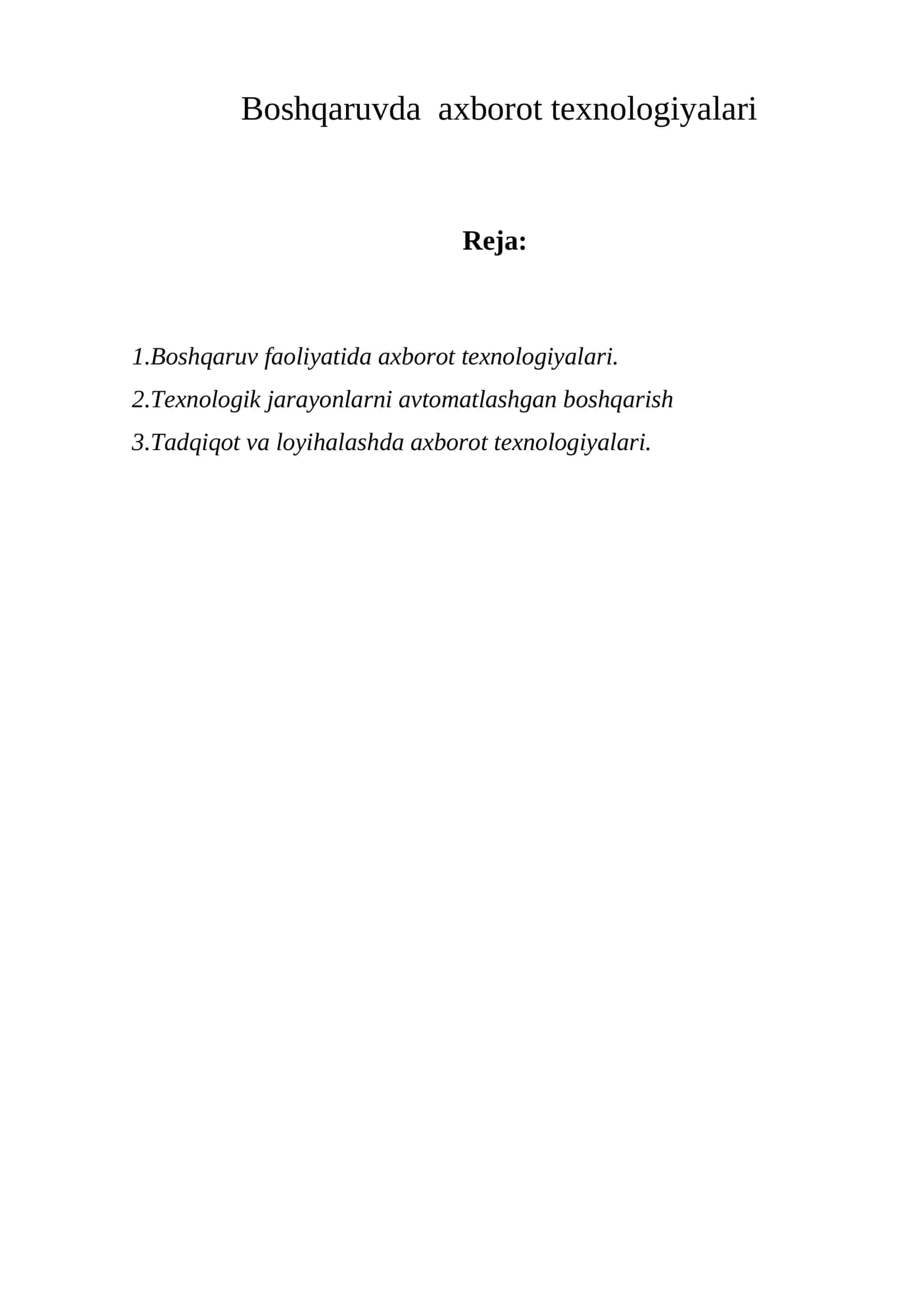 Boshqaruvda axborot tеxnologiyalari 1