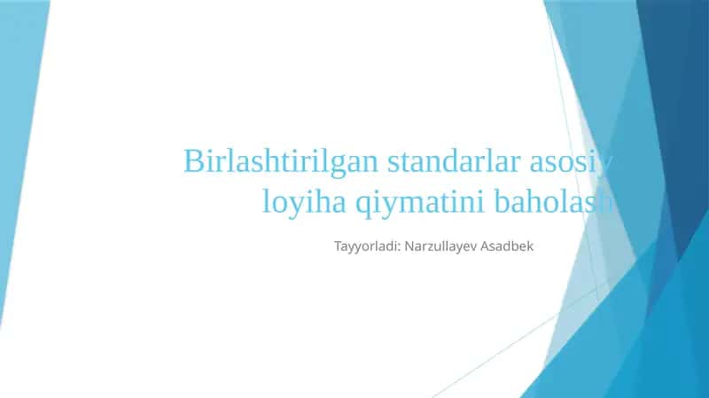 Birlashtirilgan standartlar asosida loyiha baholash 1