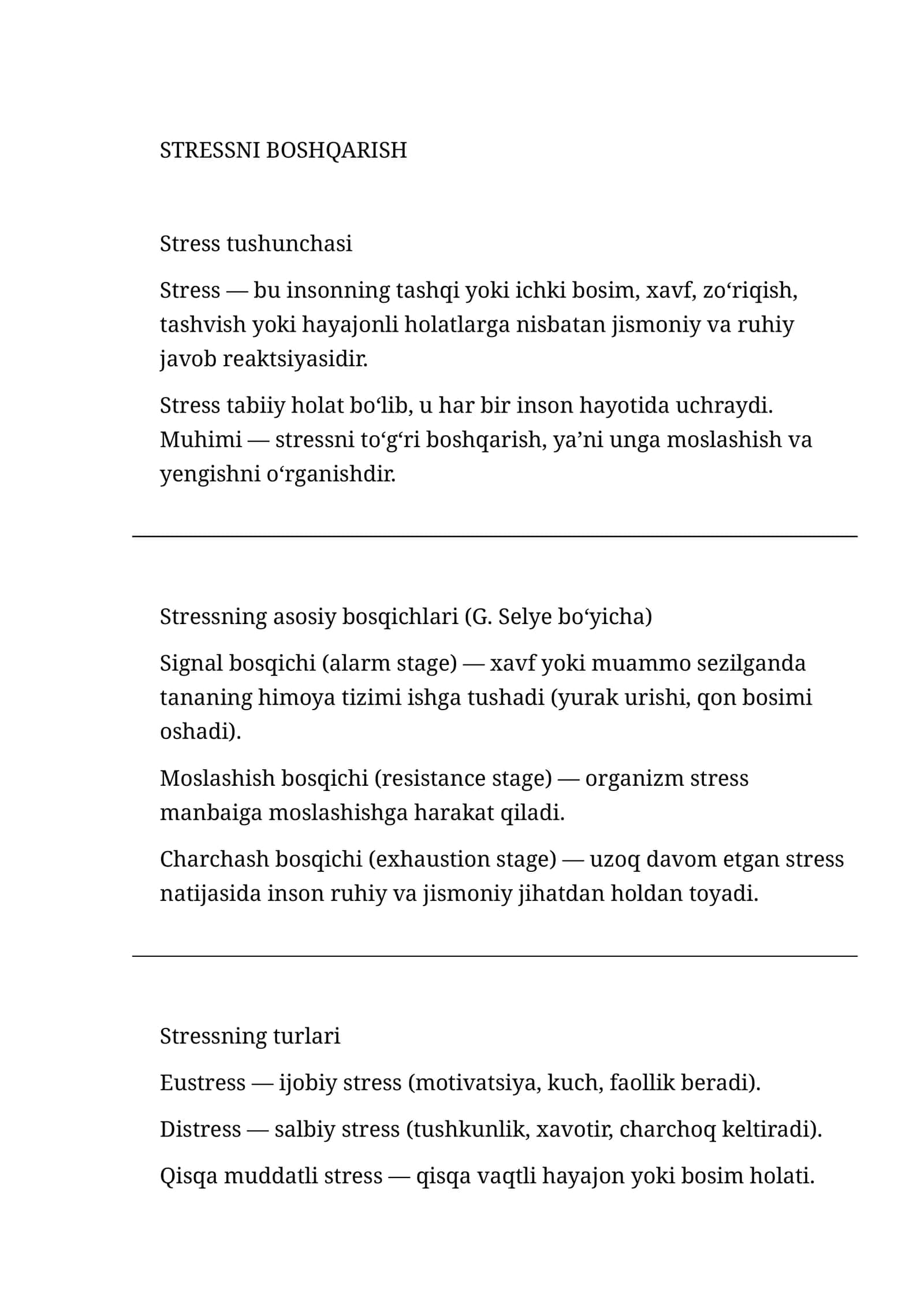 Stressni boshqarish 1