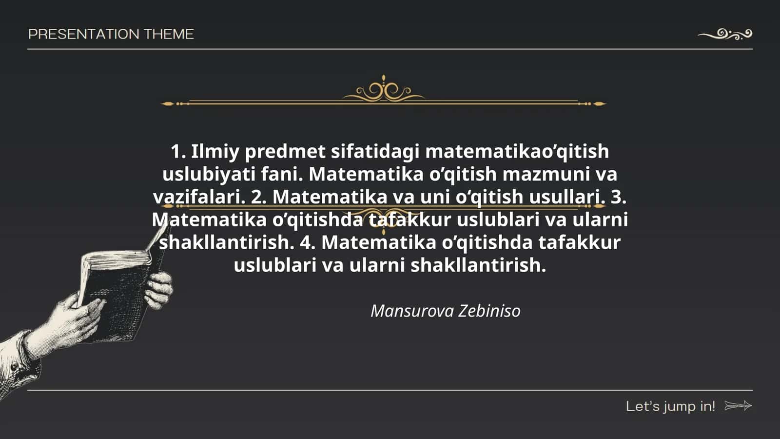 Ilmiy predmet sifatidagi matematikao’qitish uslubiyati fani 1