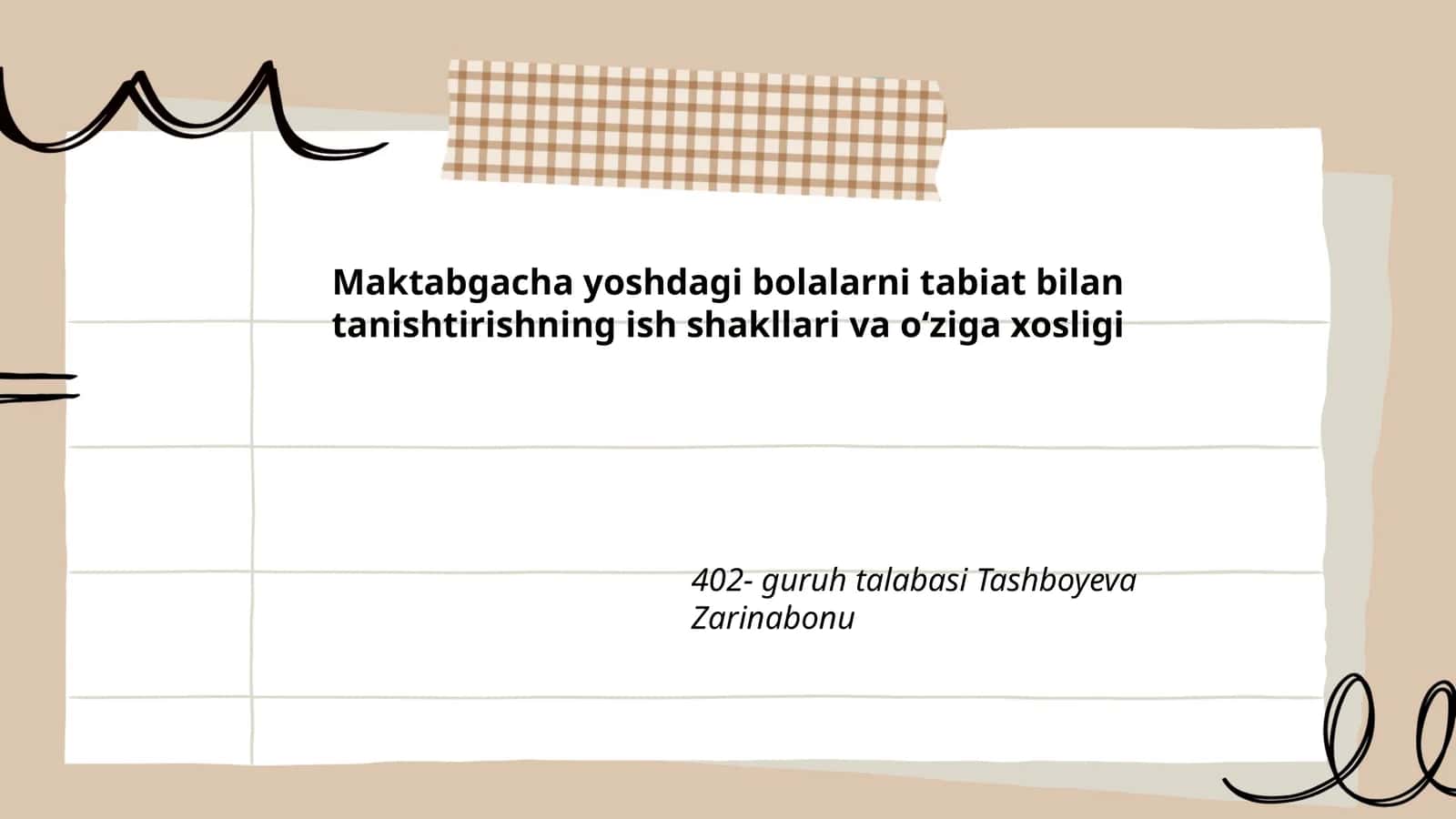 Maktabgacha yoshdagi bolalarni tabiat bilan tanishtirishning ish shakllari va oʻziga xosligi 1