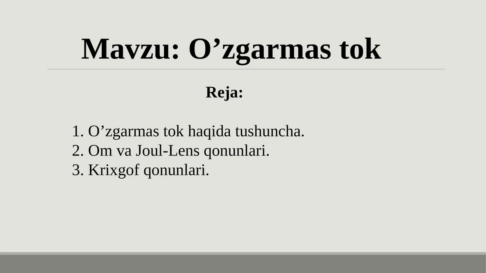O’zgarmas tok 1