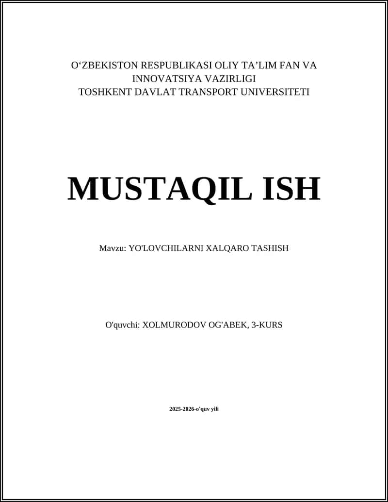 Xalqaro yo'lovchi tashish normativ-huquqiy bazasi 1