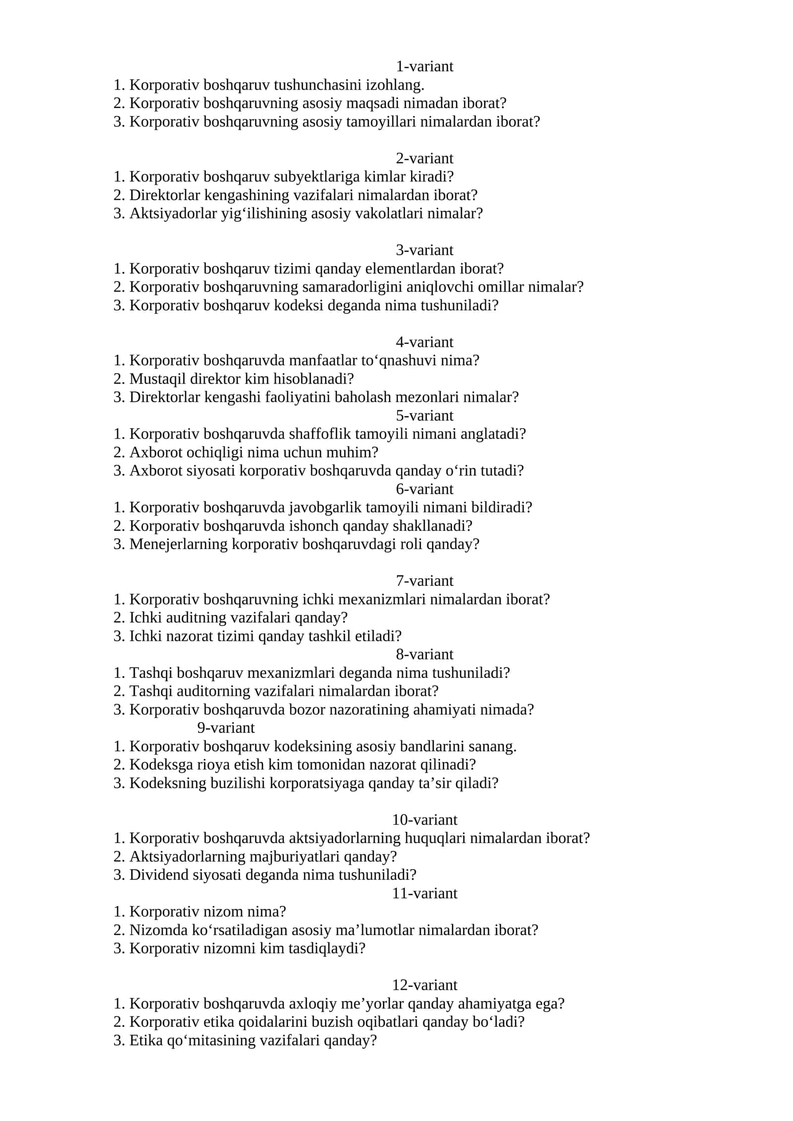 Korporativ boshqaruvning samaradorligini aniqlovchi omillar 1
