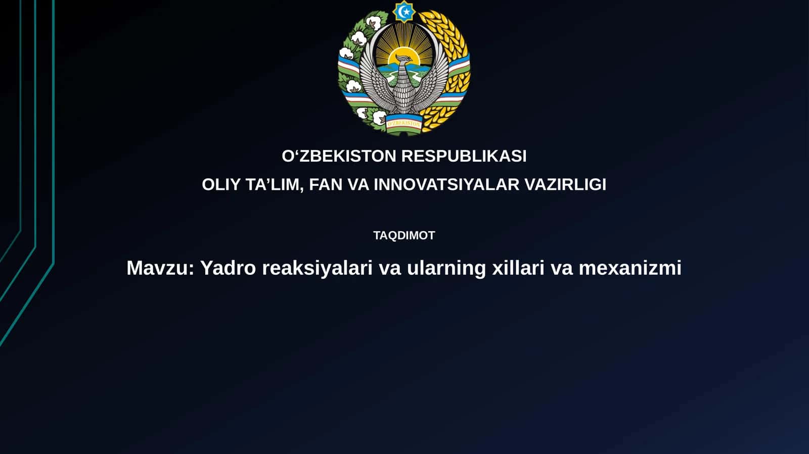 Yadro reaksiyalarivaularningxillarivamexanizmi 1