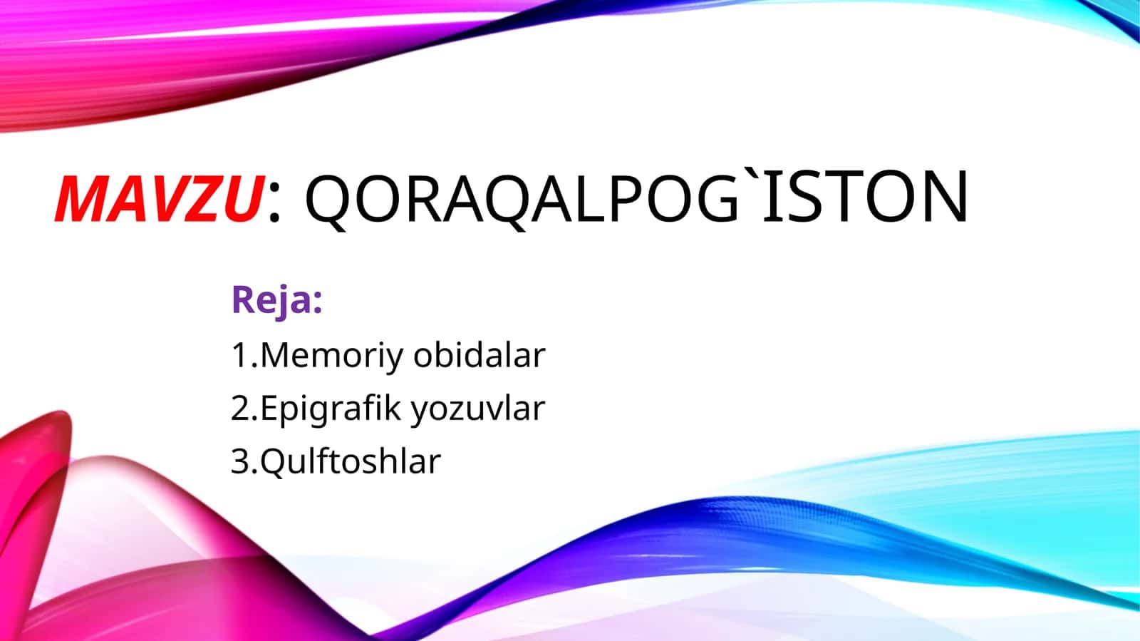 QORAQALPOG`ISTON 1