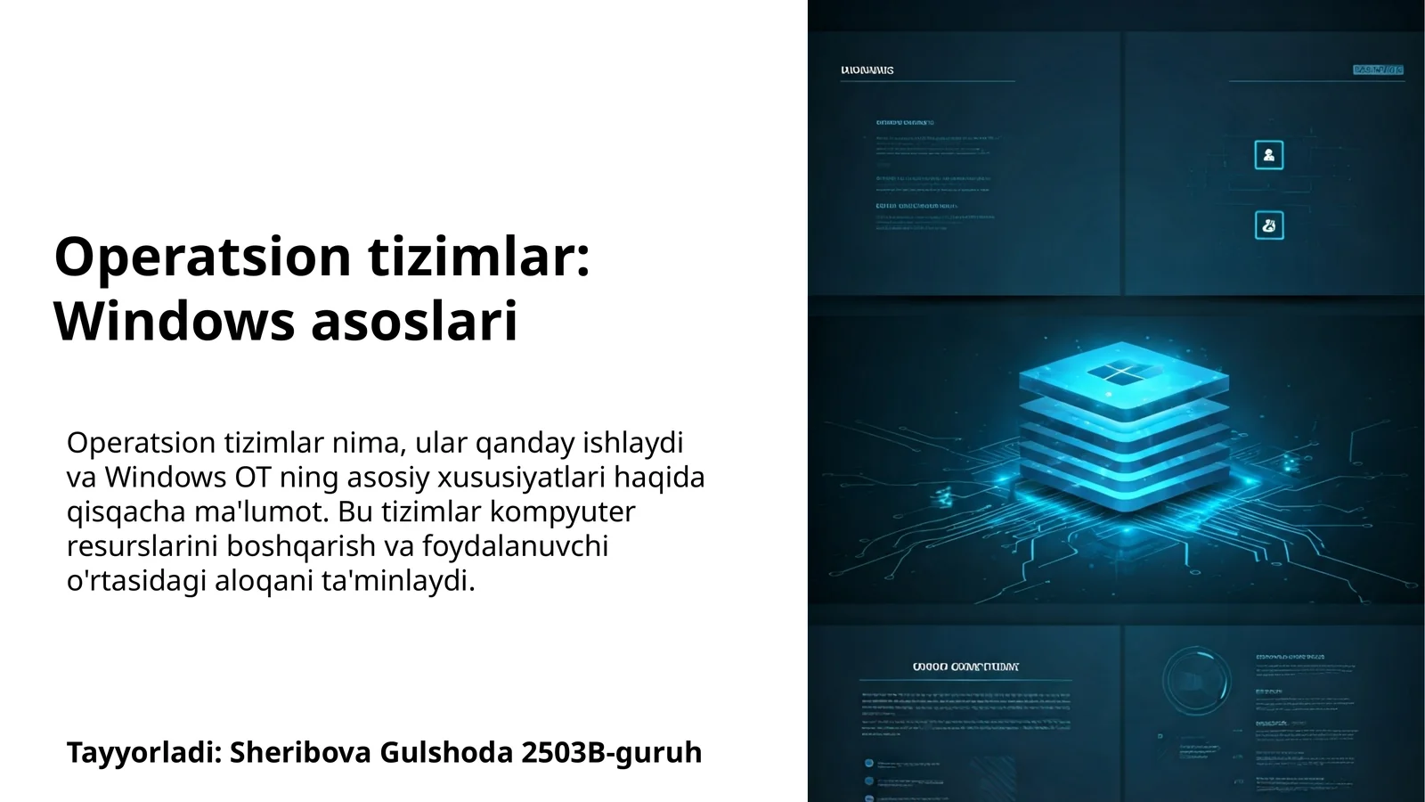 Operatsion tizimlar: Windows asoslari 1