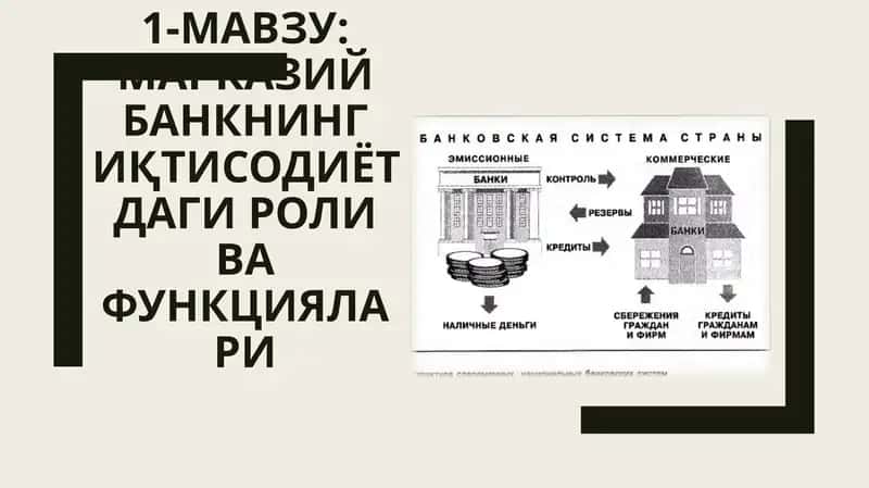 Марказий банкнинг иқтисодиётдаги роли ва функциялари 1