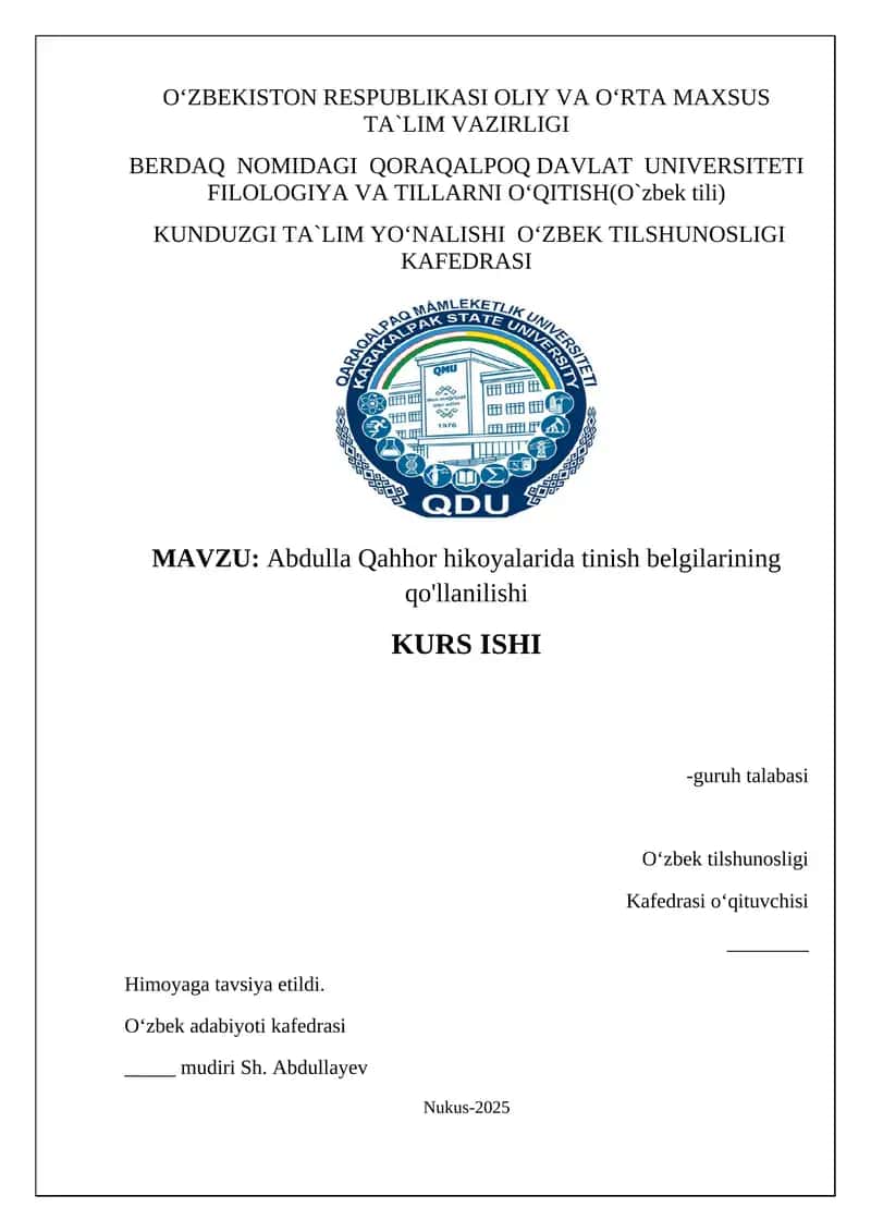 Abdulla Qahhor hikoyalarida tinish belgilarining qo'llanilishi 1