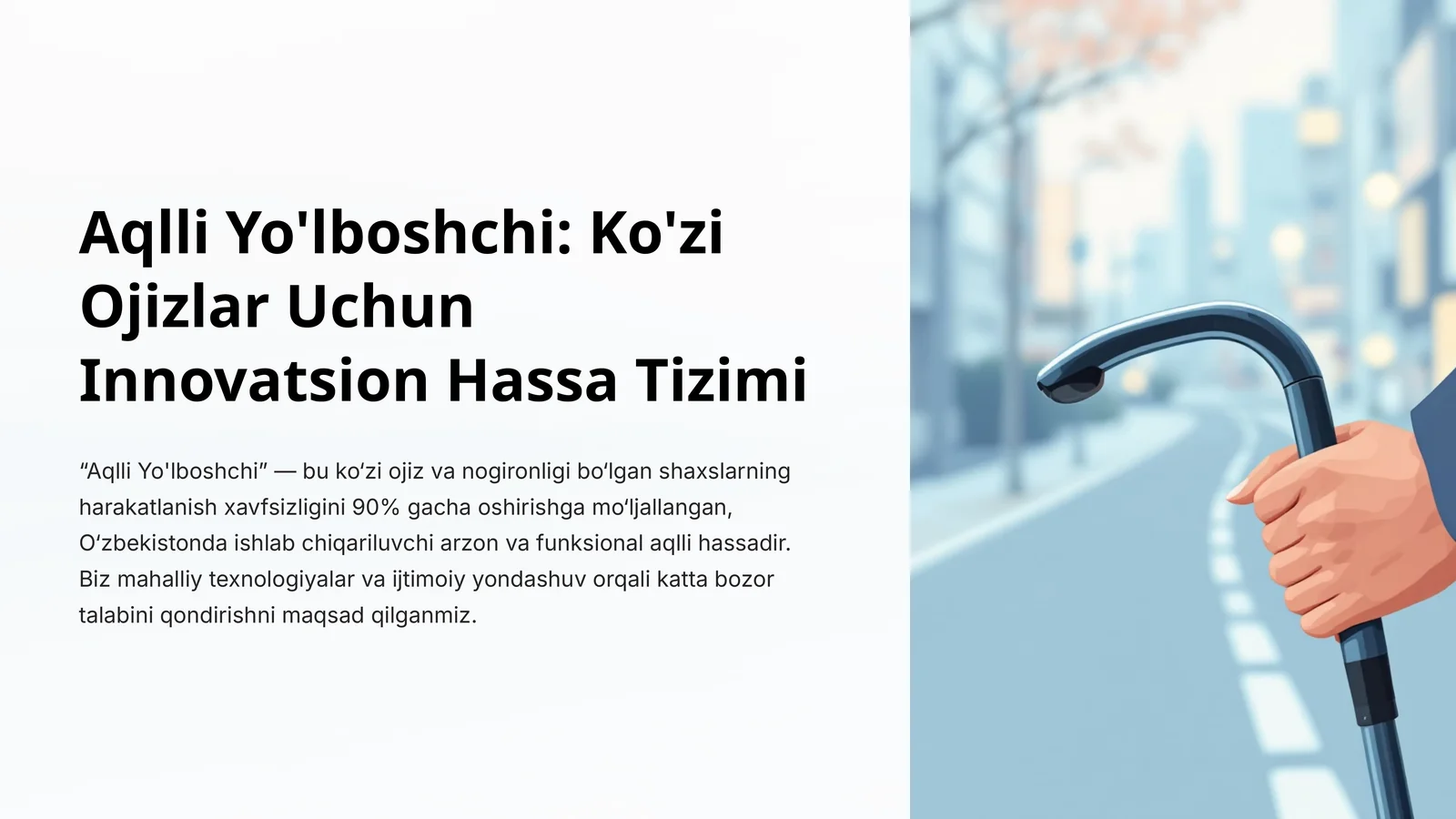 Aqlli Yo'lboshchi: Ko'zi Ojizlar Uchun Innovatsion Hassa Tizimi 1