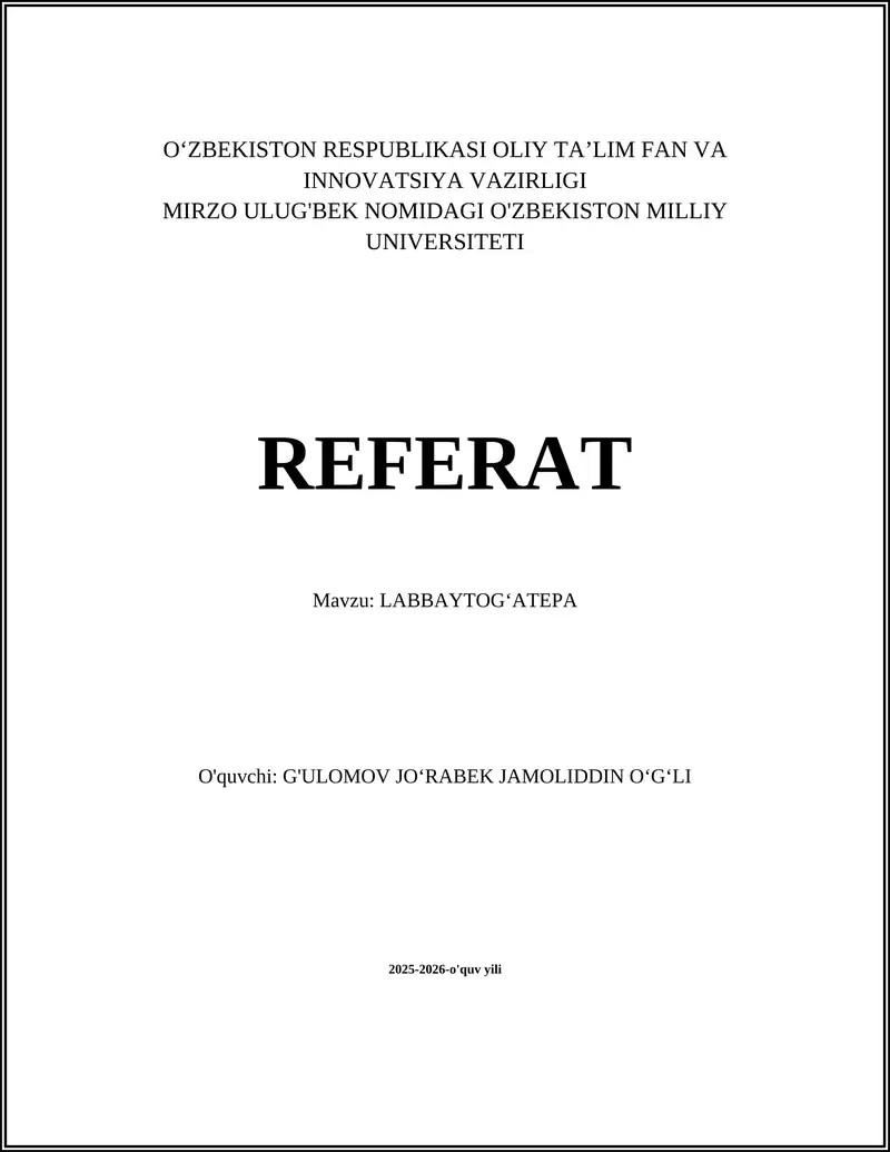 LABBAYTOG‘ATEPA 1