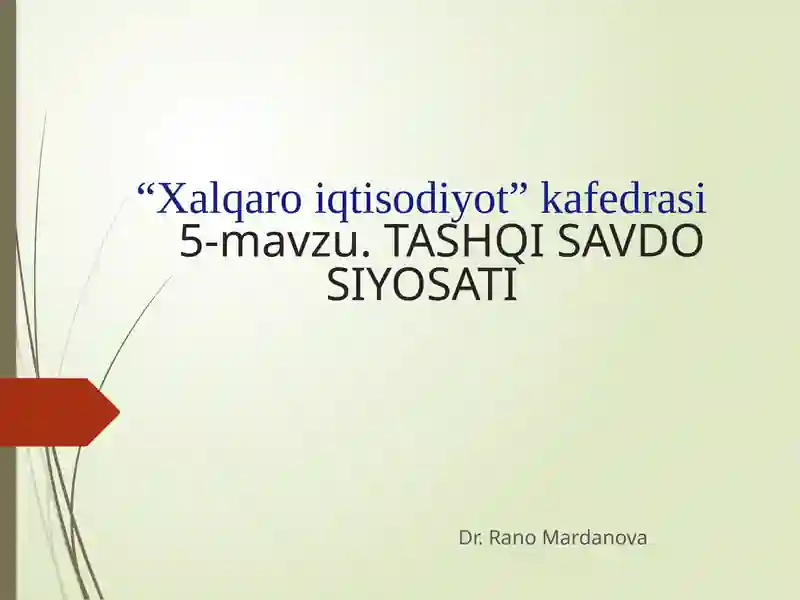 TASHQI SAVDO SIYOSATI
