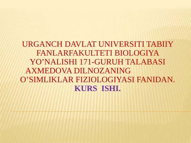 O’simliklar fiziologiyasi 1