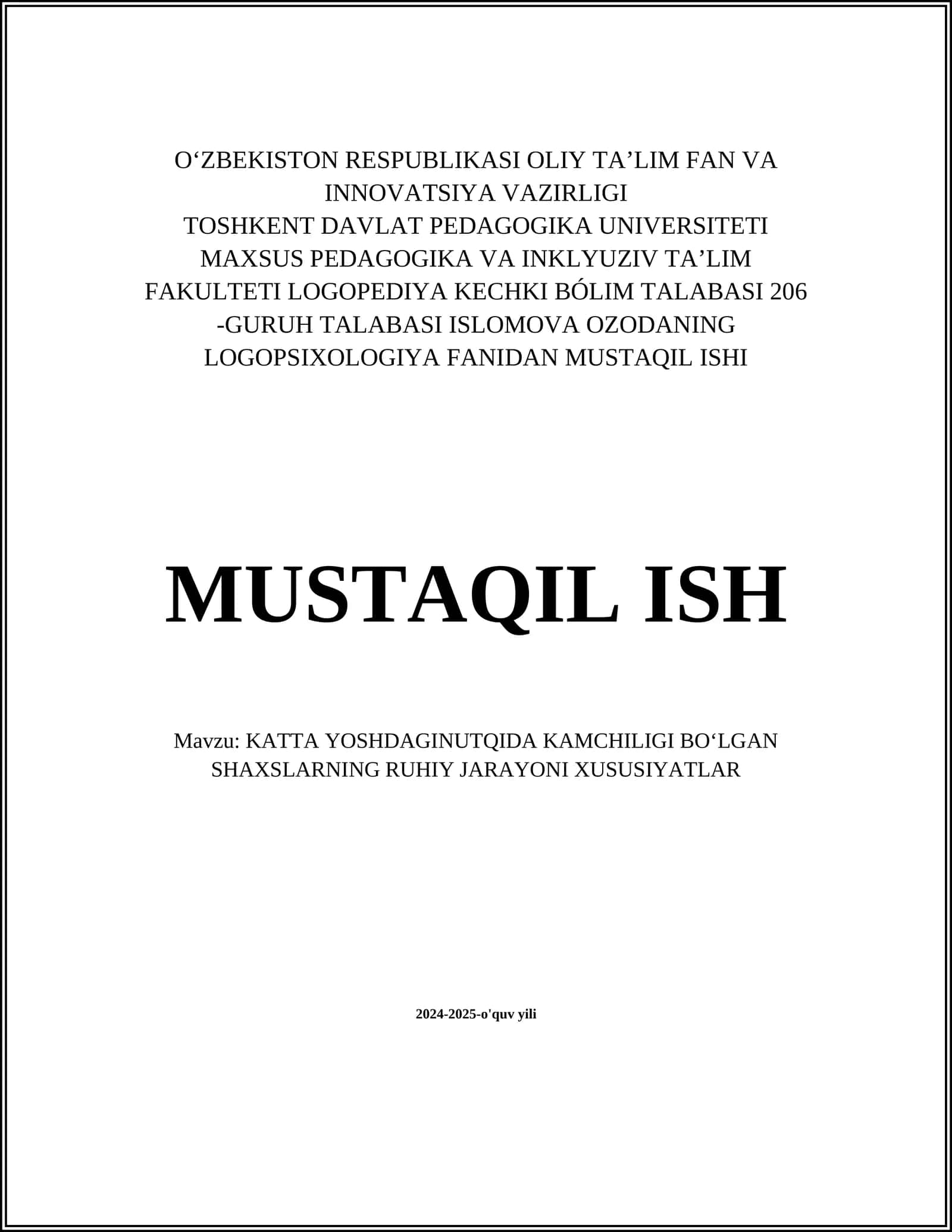 KATTA YOSHDAGINUTQIDA KAMCHILIGI BOʻLGAN SHAXSLARNING RUHIY JARAYONI XUSUSIYATLAR 1