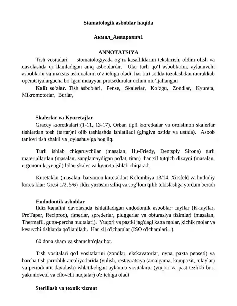 Stamatologik asboblar