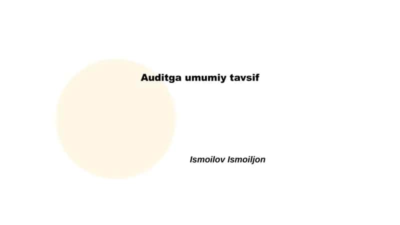 Auditga umumiy tavsif 1
