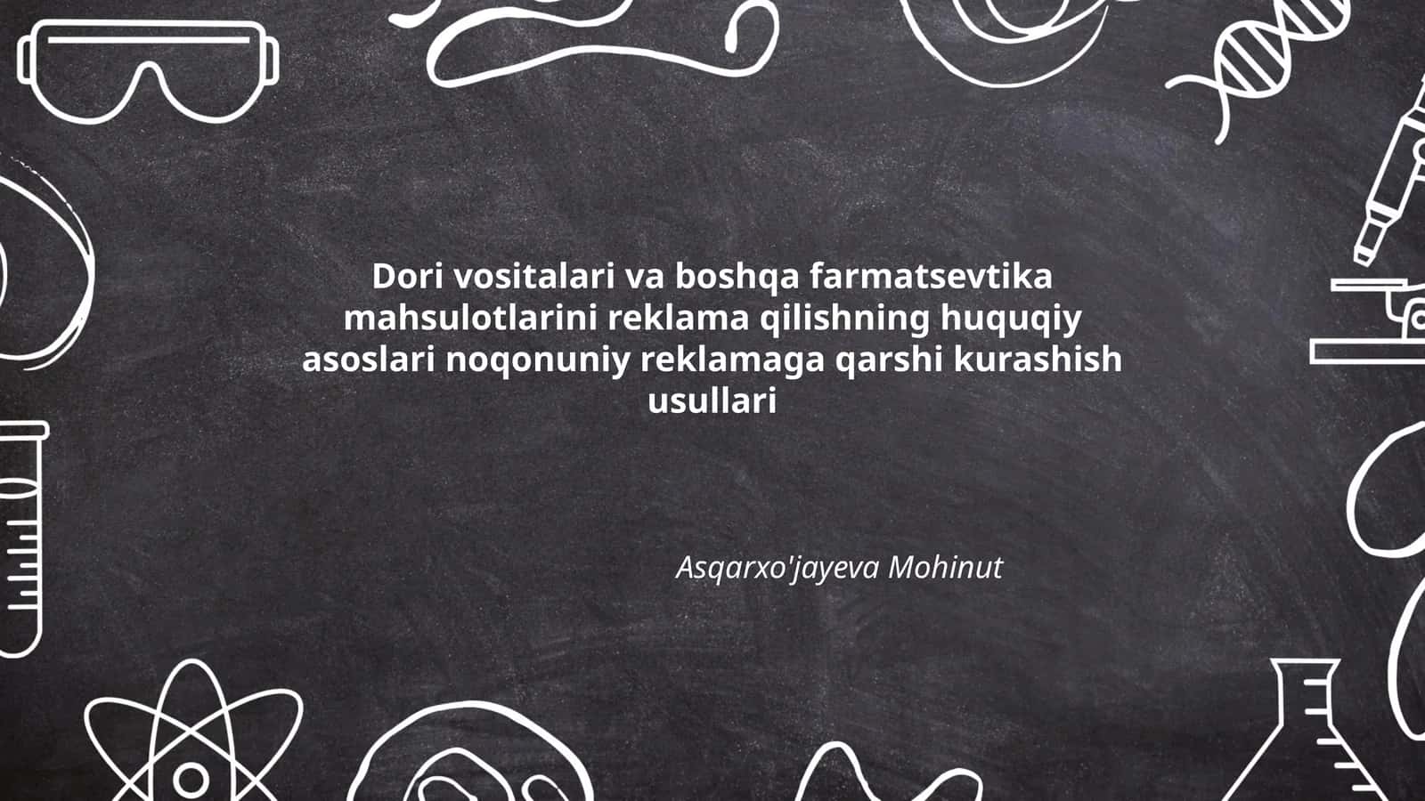 Dori vositalari va boshqa farmatsevtika mahsulotlarini reklama qilishning huquqiy asoslari noqonuniy reklamaga qarshi kurashish usullari 1