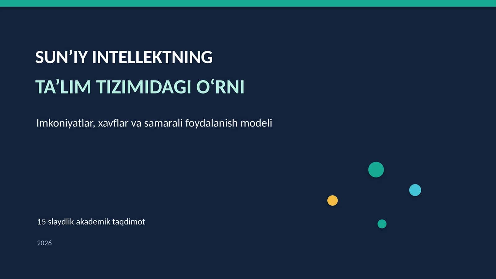 SUN’IY INTELLEKTNING TA’LIM TIZIMIDAGI O‘RNI 1