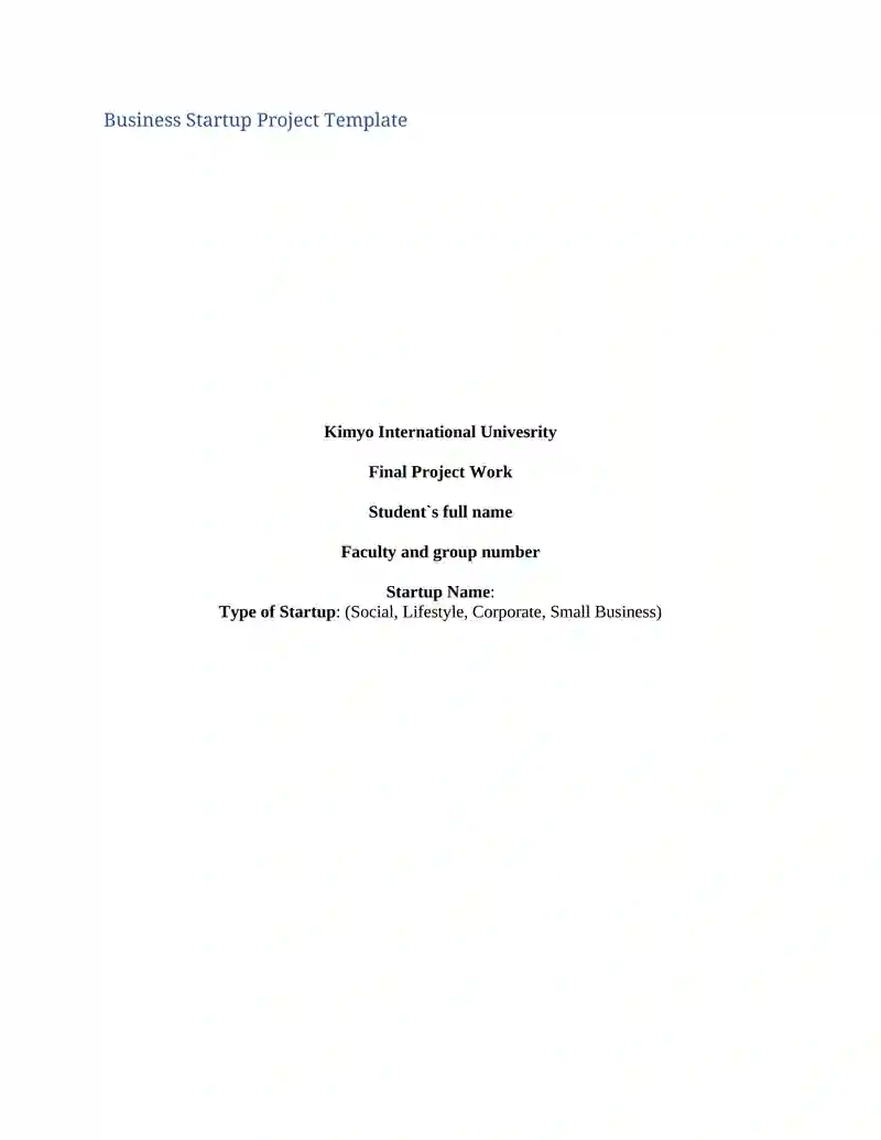 Business Startup Project Template