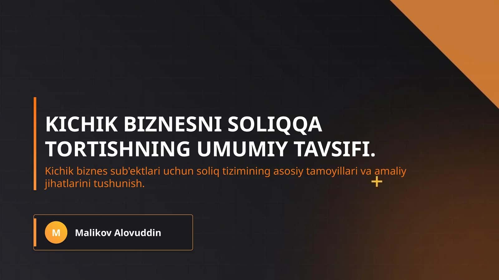 Kichik biznesni soliqqa tortishning umumiy tavsifi. 1