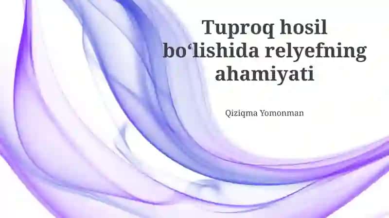 Tuproq hosil bo‘lishida relyefning ahamiyati