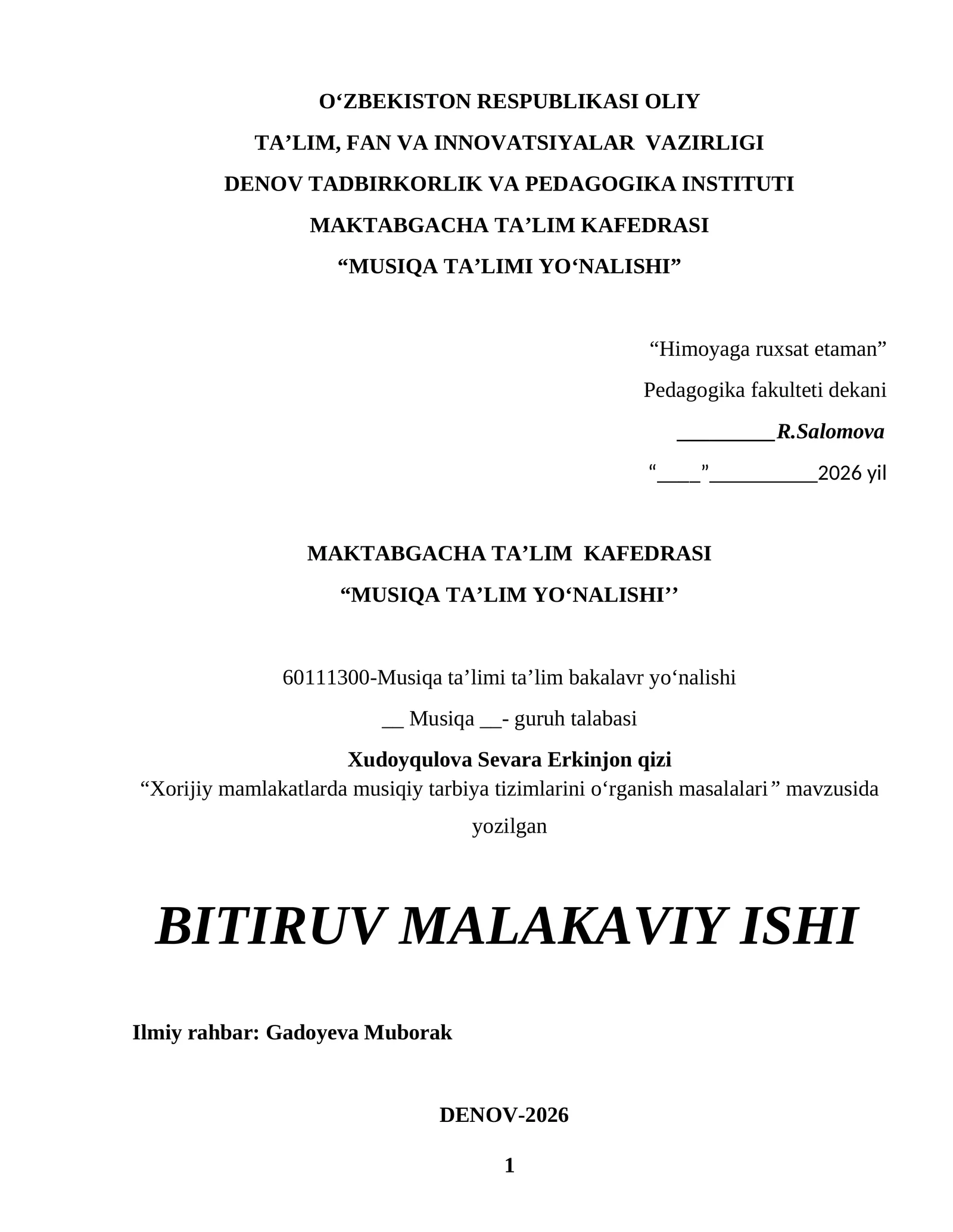Musiqa Ta'limi Yoʻnalishi 1